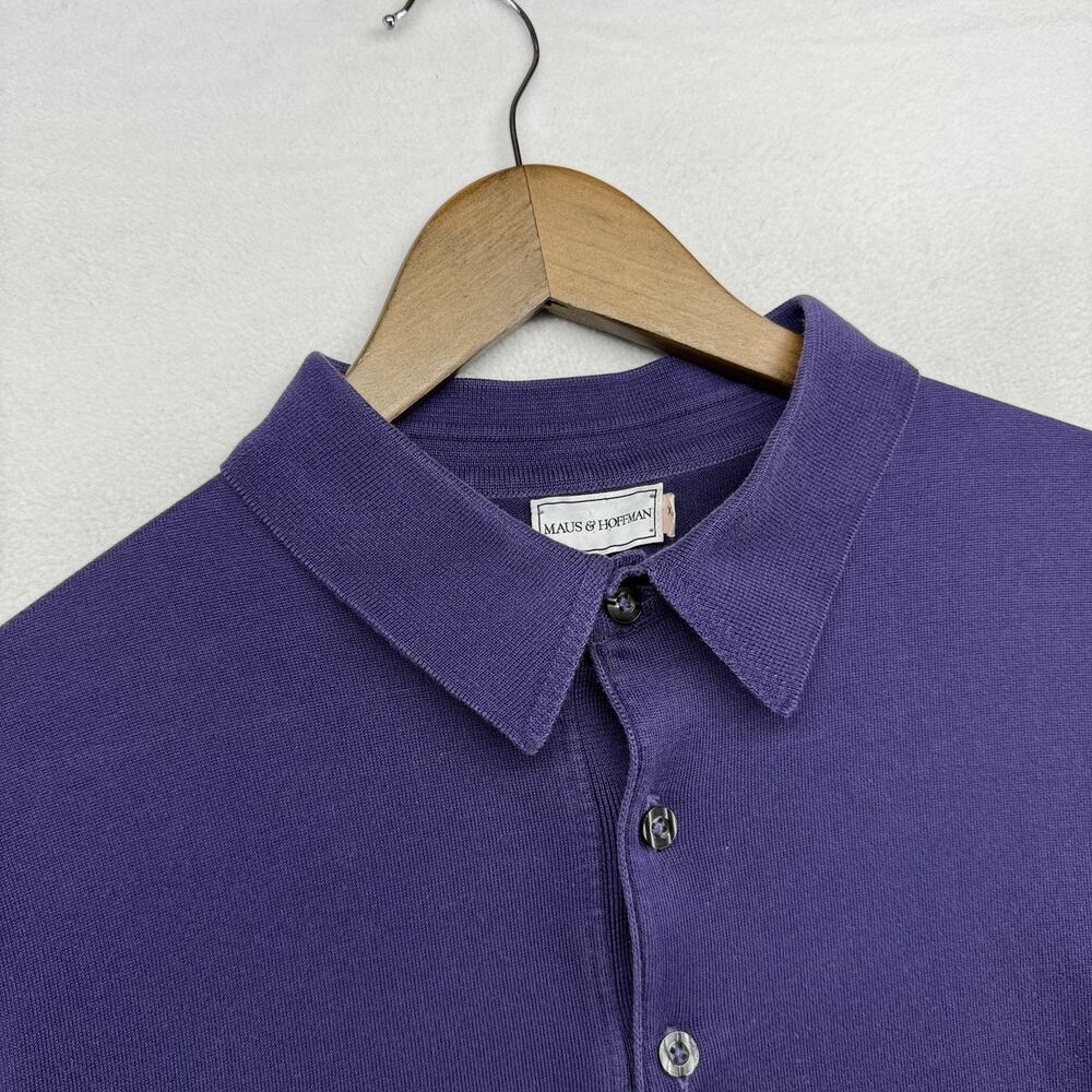 Maus Hoffman Sweater Polo Men's 2XL Purple Knit Made in USA Vintage 90s Preppy